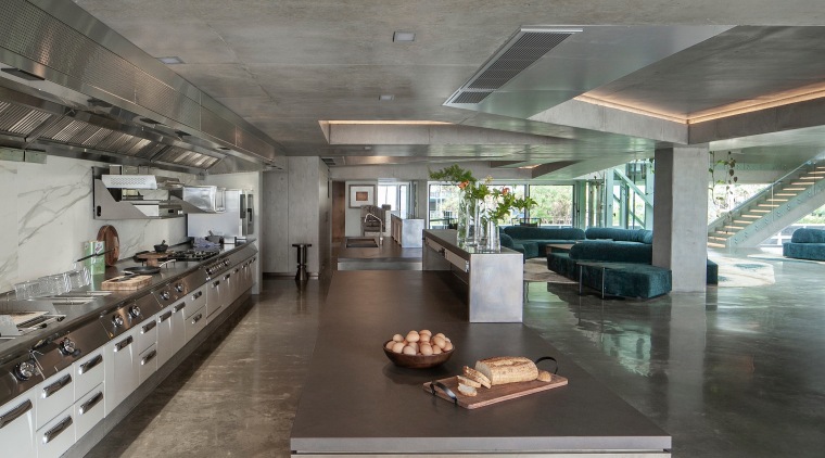 Despite the kitchen's large scale, the designer had 
