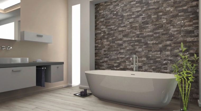 Rock tiles by The Tile Depot https://trendsideas.com/profiles/the-tile-depot/collections bathroom, floor, flooring, interior design, room, tile, wall, gray