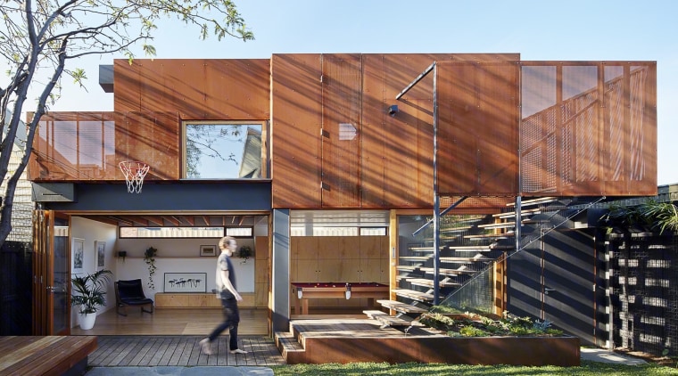 The materials used for this home are robust; architecture, building, facade, home, house, real estate, residential area, siding, wood, brown, white