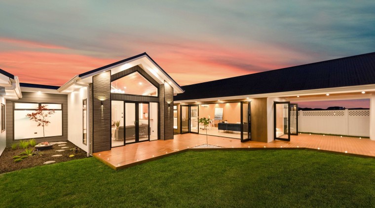 Mixing cladding materials is the design epitome of architecture, backyard, building, design, estate, facade, grass, home, house, interior design, land lot, landscape, landscaping, lawn, property, real estate, residential area, roof, room, sky, yard, brown, orange