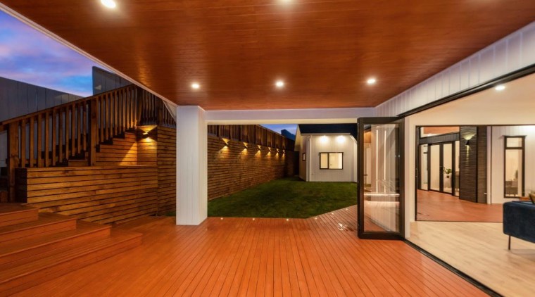Complement your Shiplap Envria Weatherboard home with design architecture, building, ceiling, floor, flooring, hardwood, home, house, interior design, laminate flooring, lighting, lobby, property, real estate, room, wood, wood flooring, brown