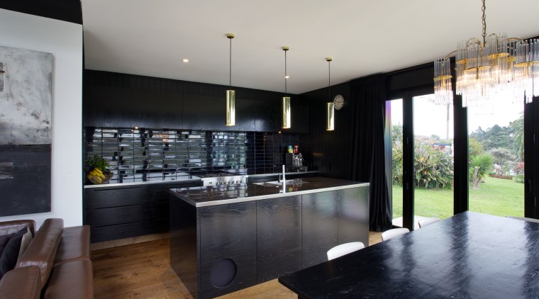 In this new kitchen designed by owner David architecture, countertop, house, interior design, kitchen, property, real estate, gray, black