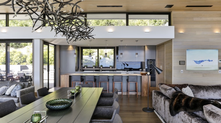 In this new home by Mason & Wales, home, house, interior design, living room, real estate, gray