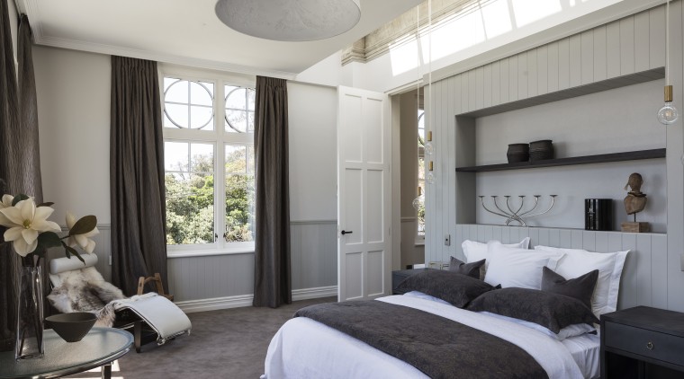 Old and new an exterior of the bed frame, bedroom, ceiling, furniture, home, interior design, real estate, room, window, gray