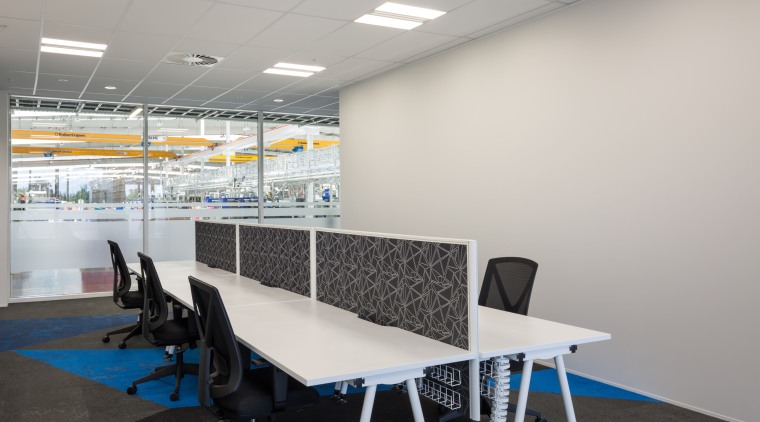 Sustainable, strong, acoustic-rated, and in a light-reflecting white, classroom, furniture, interior design, office, product design, table, gray
