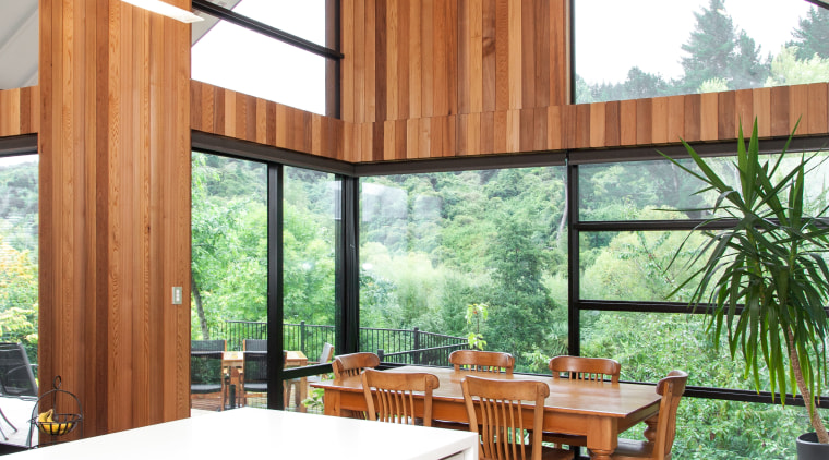 Referring to this pared-back residence, house designer Cameron architecture, ceiling, countertop, house, interior design, kitchen, real estate, window, wood, white