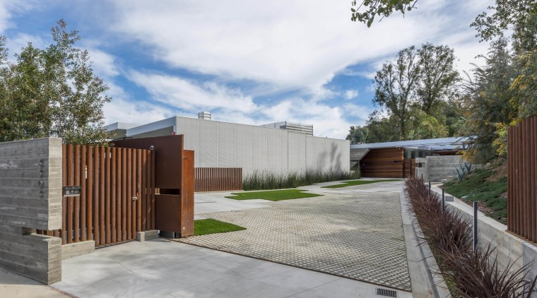 What started out as a modest renovation of architecture, backyard, courtyard, facade, fence, home, house, property, real estate, residential area, shed, yard, gray, white