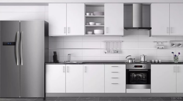 To help you fit out your kitchen with cabinetry, countertop, cuisine classique, home appliance, interior design, kitchen, kitchen appliance, kitchen stove, major appliance, product, product design, refrigerator, small appliance, white, gray