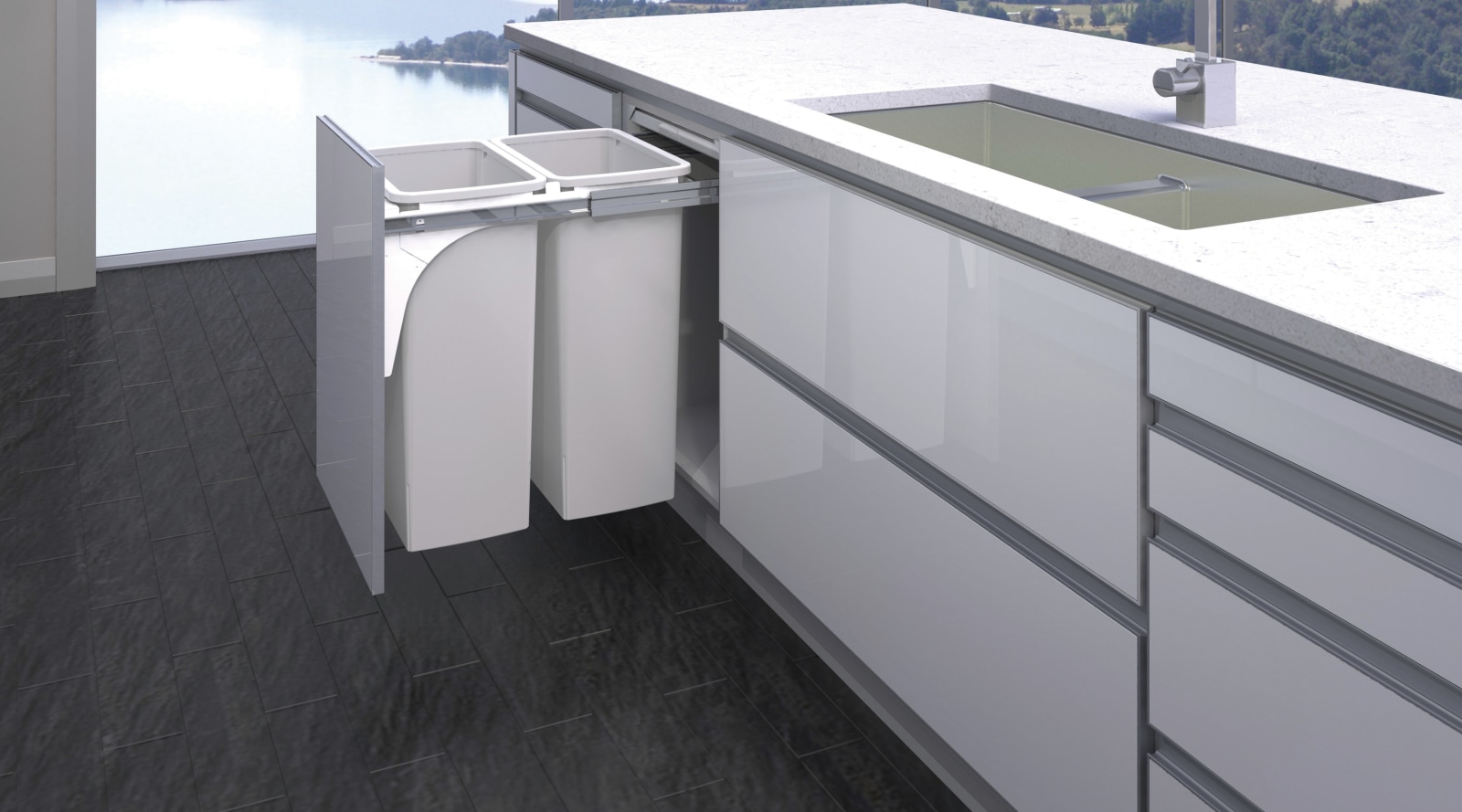 Under counter rubbish and recycle solution | Trends