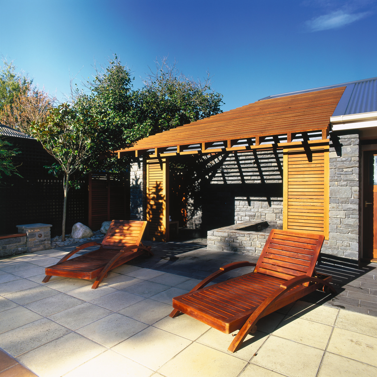 View of the patio backyard, home, house, outdoor structure, property, real estate, roof, black