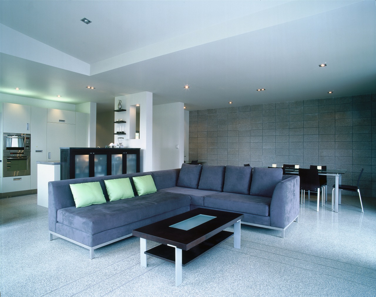 View of the living room architecture, ceiling, floor, home, house, interior design, living room, property, real estate, room, gray