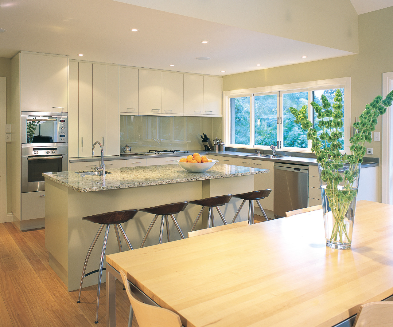 View of the contemporary kitchen countertop, interior design, kitchen, real estate, room, gray, orange