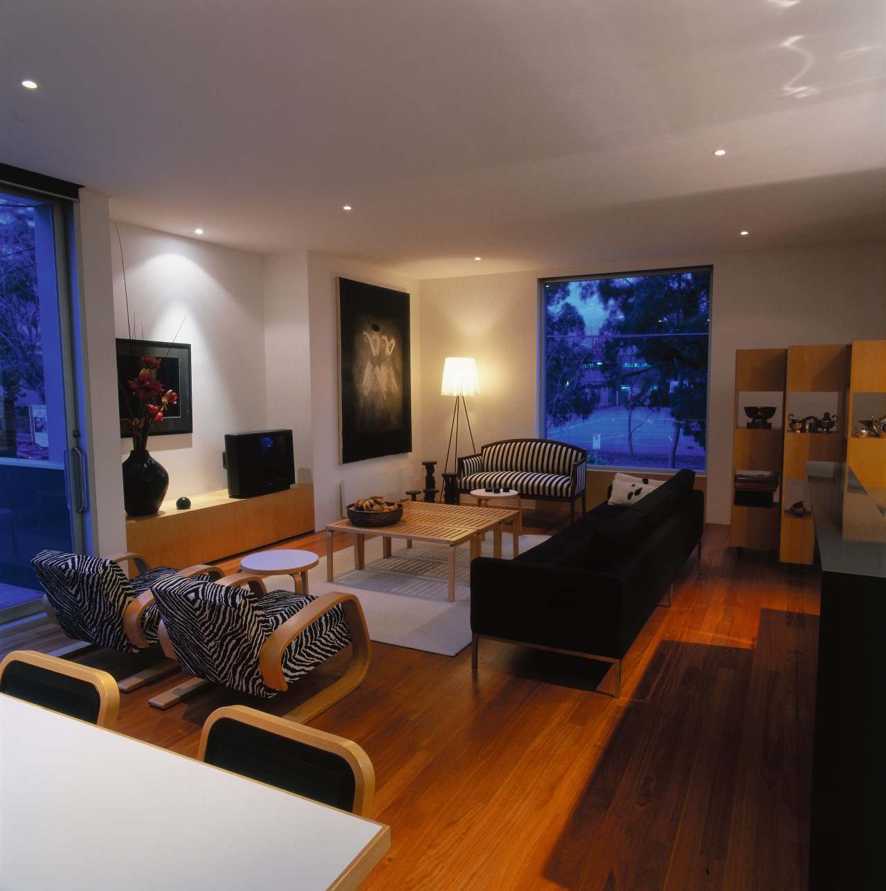 Interior view of dining, lounge and living area ceiling, floor, flooring, interior design, living room, property, real estate, room, wall, wood, brown, gray