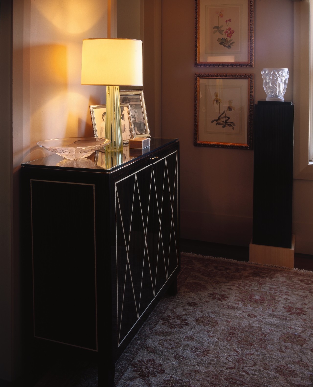 View of this piece of furniture cabinetry, chest of drawers, drawer, floor, flooring, furniture, interior design, nightstand, product, sideboard, table, black