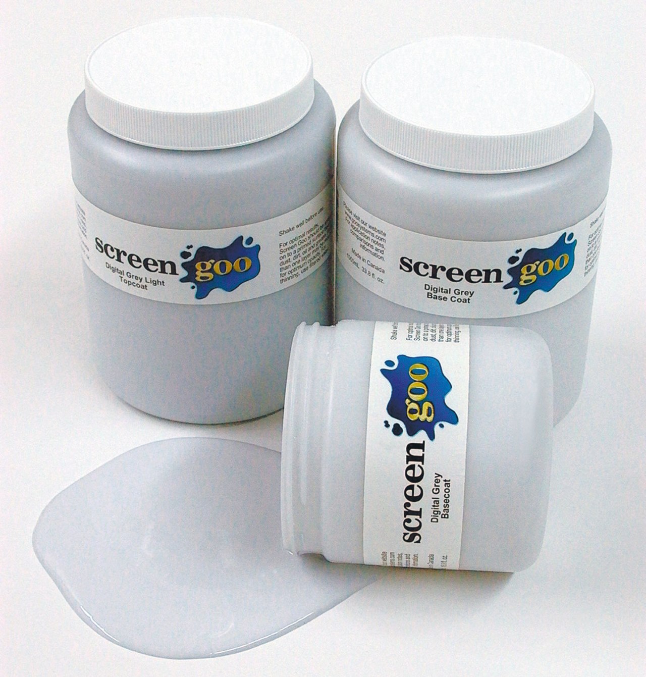 View of screen goo product, white