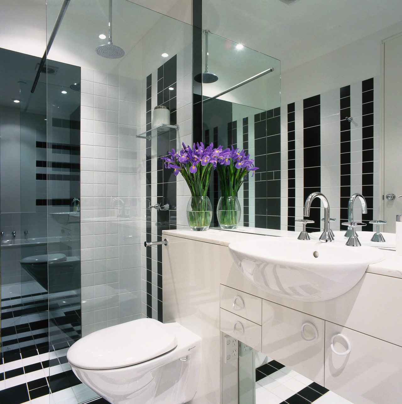 view of the bathroom showing both  smoky bathroom, home, interior design, purple, room, tap, gray, white