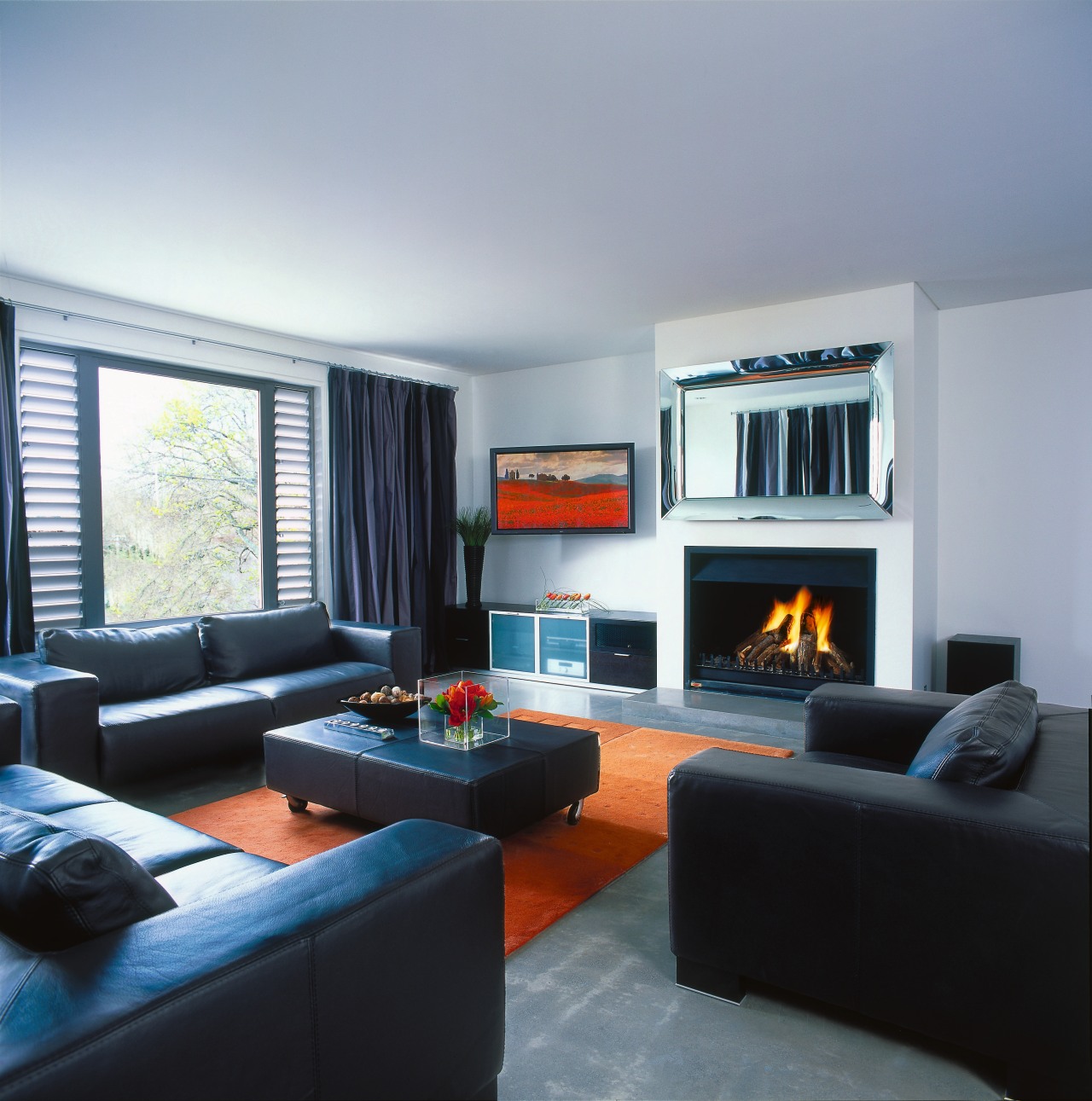 view of the lounge showing the heat an interior design, living room, real estate, room, gray, black