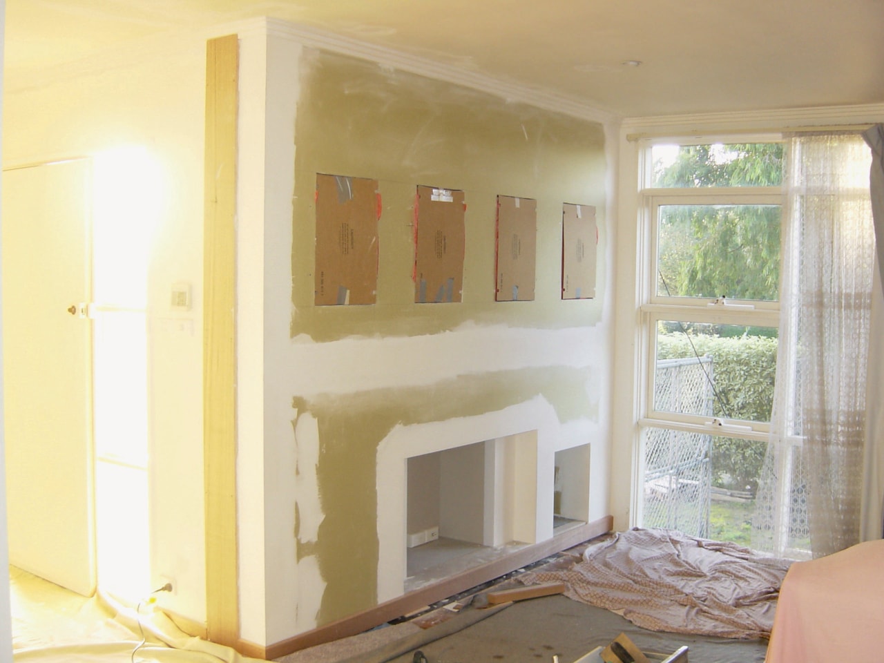 view of the regibbed wall ceiling, floor, home, interior design, paint, plaster, property, real estate, room, wall, window, white