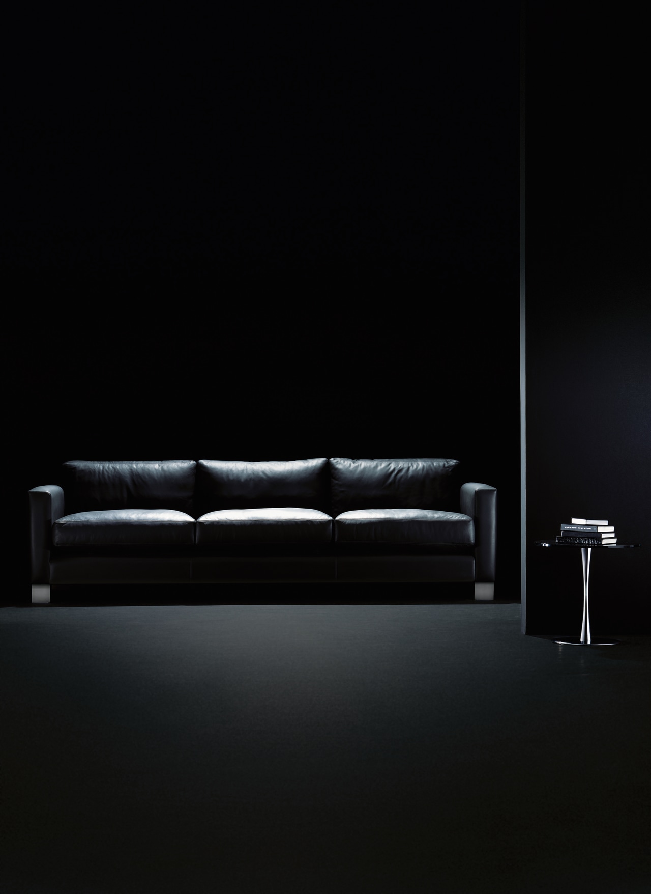 view of leo Mk2 sofa in eclipse greey angle, black, black and white, couch, darkness, furniture, light, lighting, product, product design, still life photography, table, black