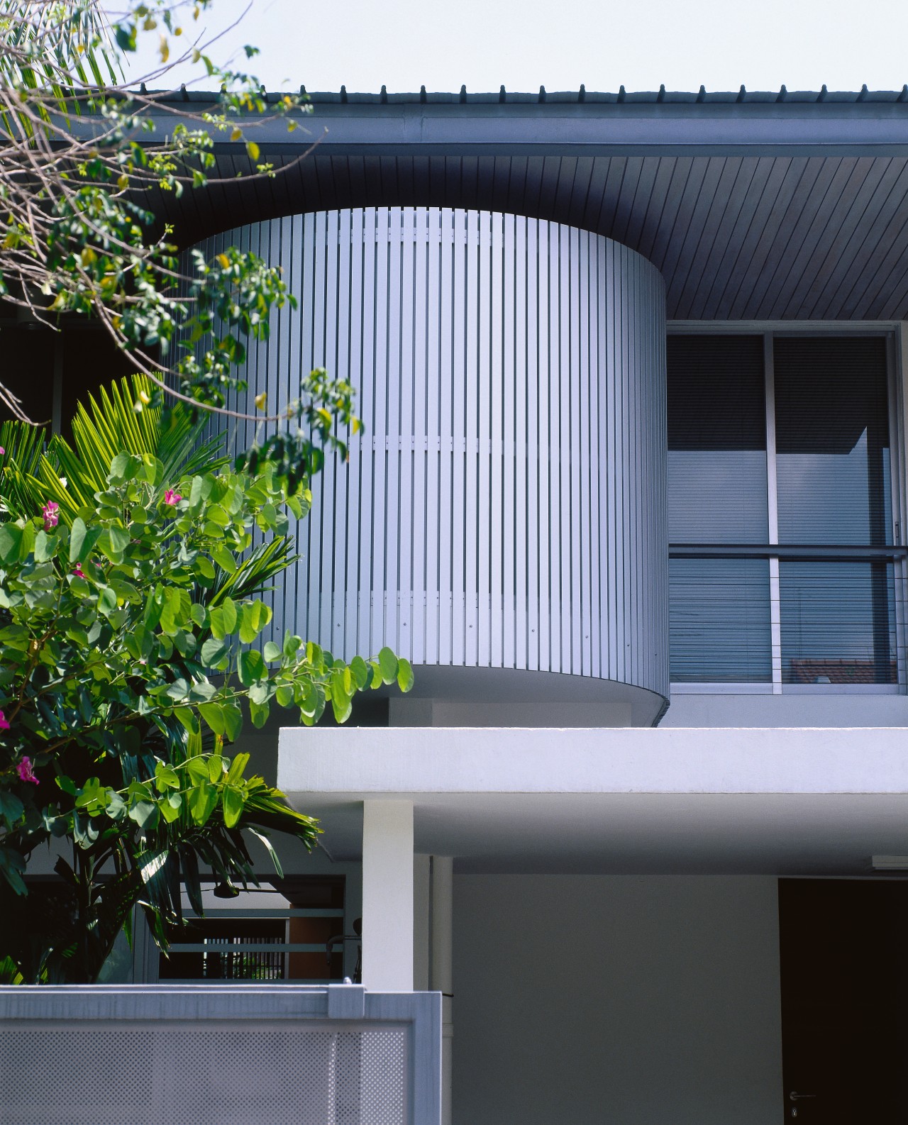 view of the ensuite that was built on architecture, building, daylighting, facade, home, house, residential area, window, black