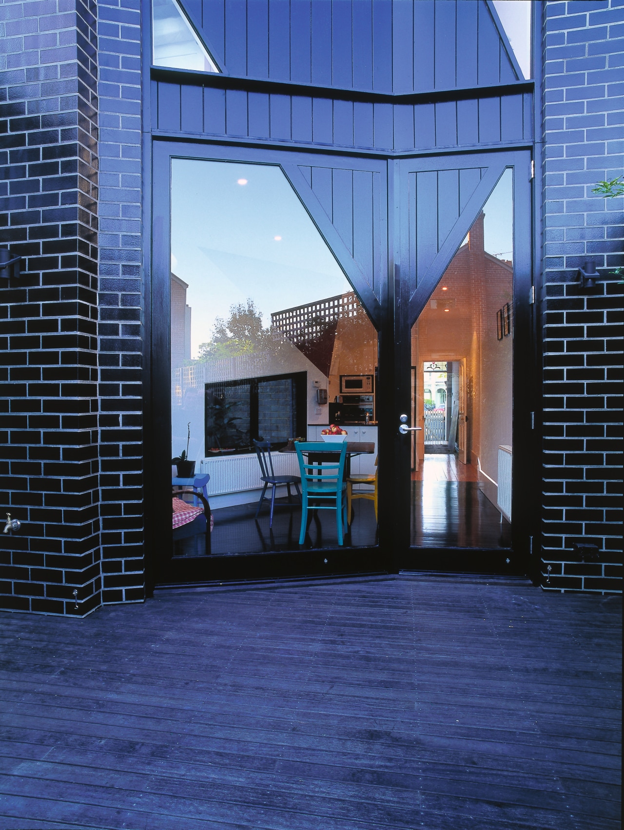 view of the outdoor area showing decking and architecture, building, daylighting, facade, house, real estate, window, blue