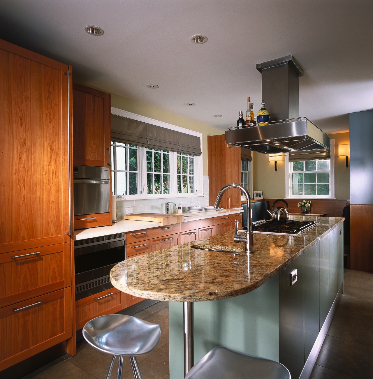 view of the new kitchen featuring stainless steel cabinetry, countertop, cuisine classique, interior design, kitchen, real estate, room, gray, brown