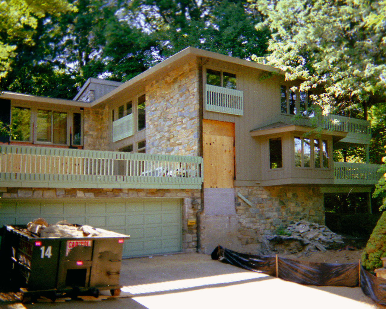 before shot of the remodelled house architecture, backyard, cottage, home, house, neighbourhood, outdoor structure, plant, real estate, residential area, shed, siding, tree, window, brown