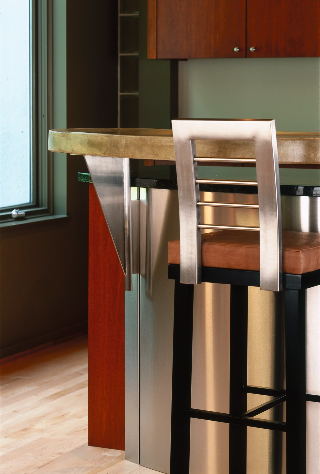 A close up view of one of the countertop, floor, furniture, hardwood, product design, table, black