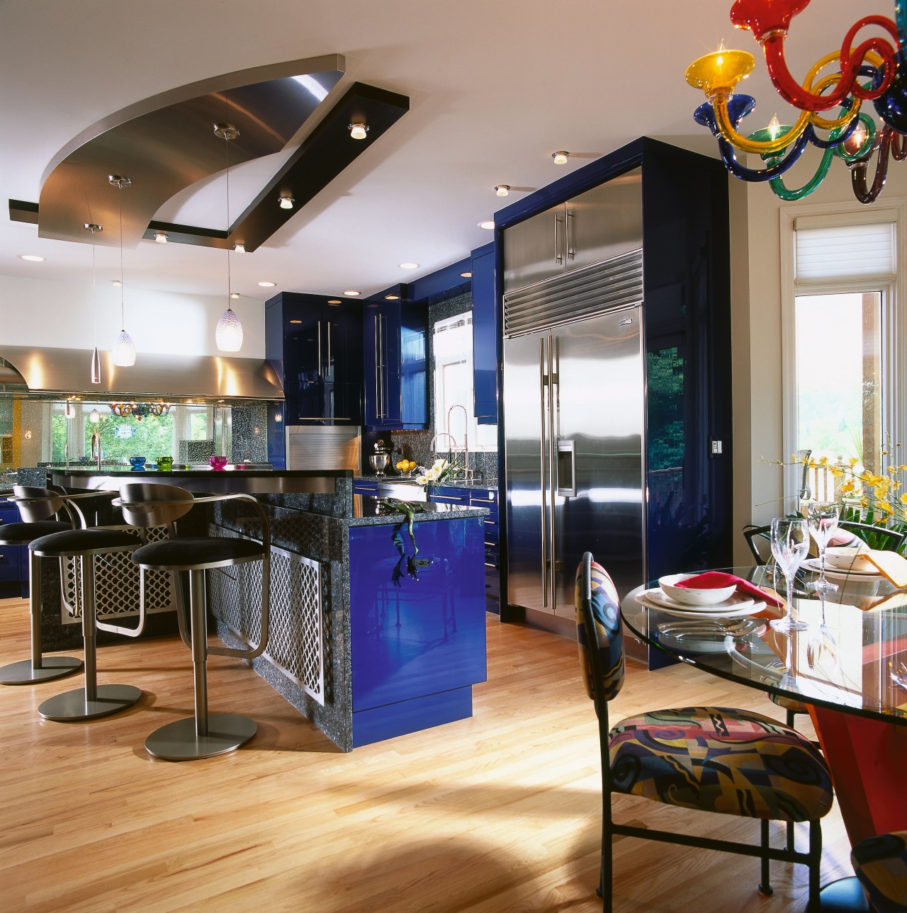 A view of the kitchen and dining areas, countertop, interior design, kitchen, room