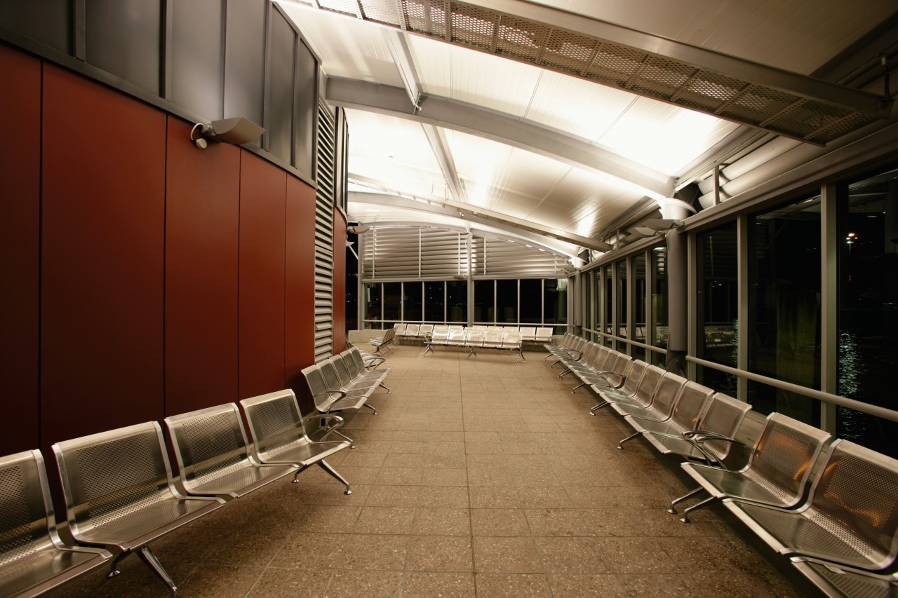 A view of some aluminium seating. architecture, metropolitan area, public transport, rapid transit, brown