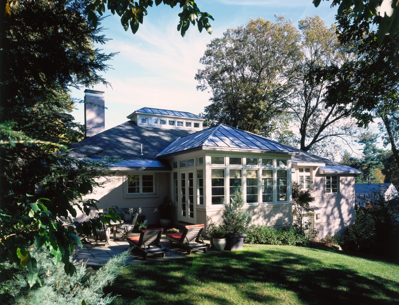 the clerestory turret ensures natural light penetrates into cottage, estate, farmhouse, historic house, home, house, landscape, mansion, plantation, property, real estate, residential area, roof, tree, villa, black