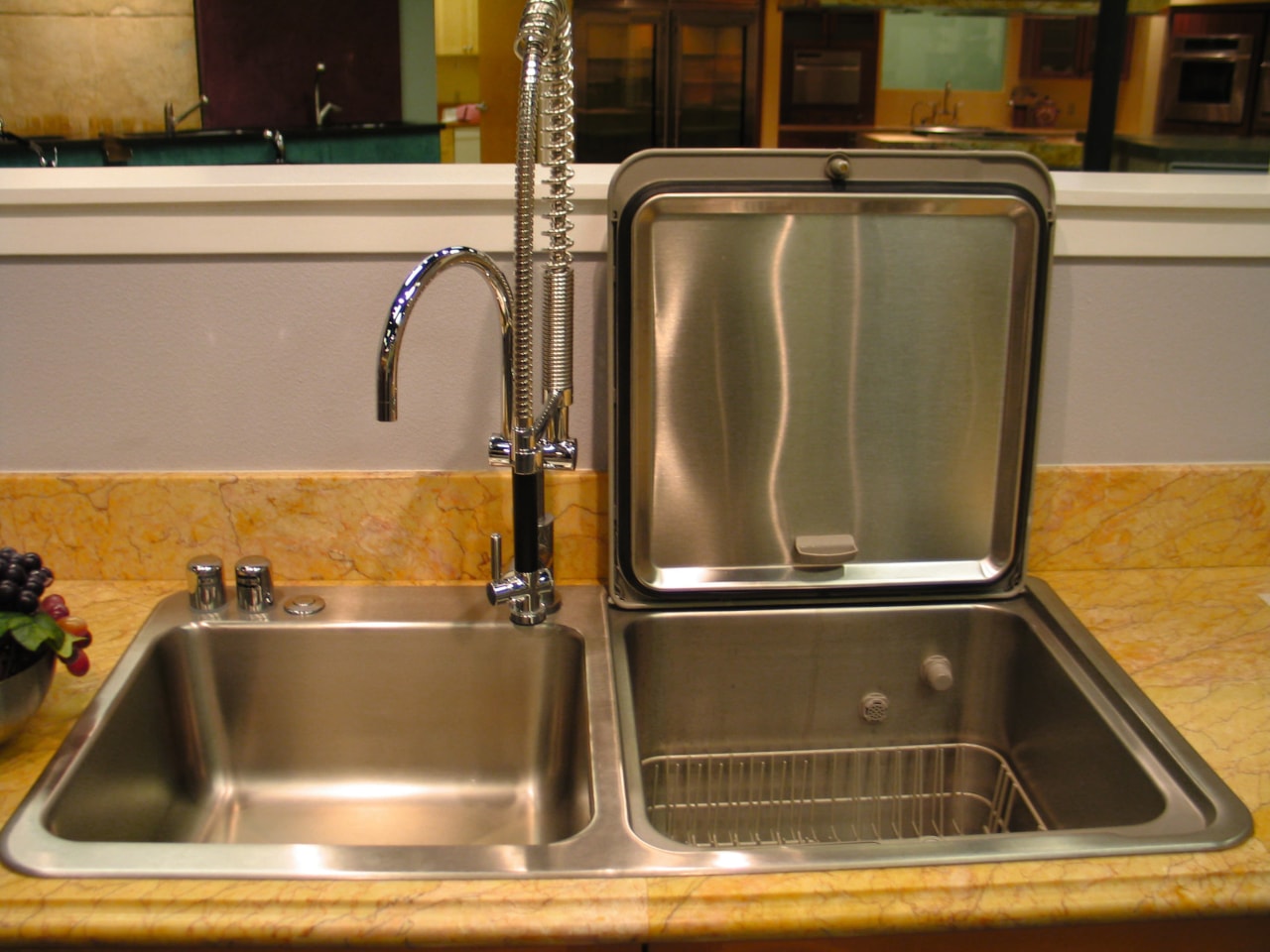 the briva sink is an ideal choice for countertop, kitchen, plumbing fixture, sink, tap, brown, orange