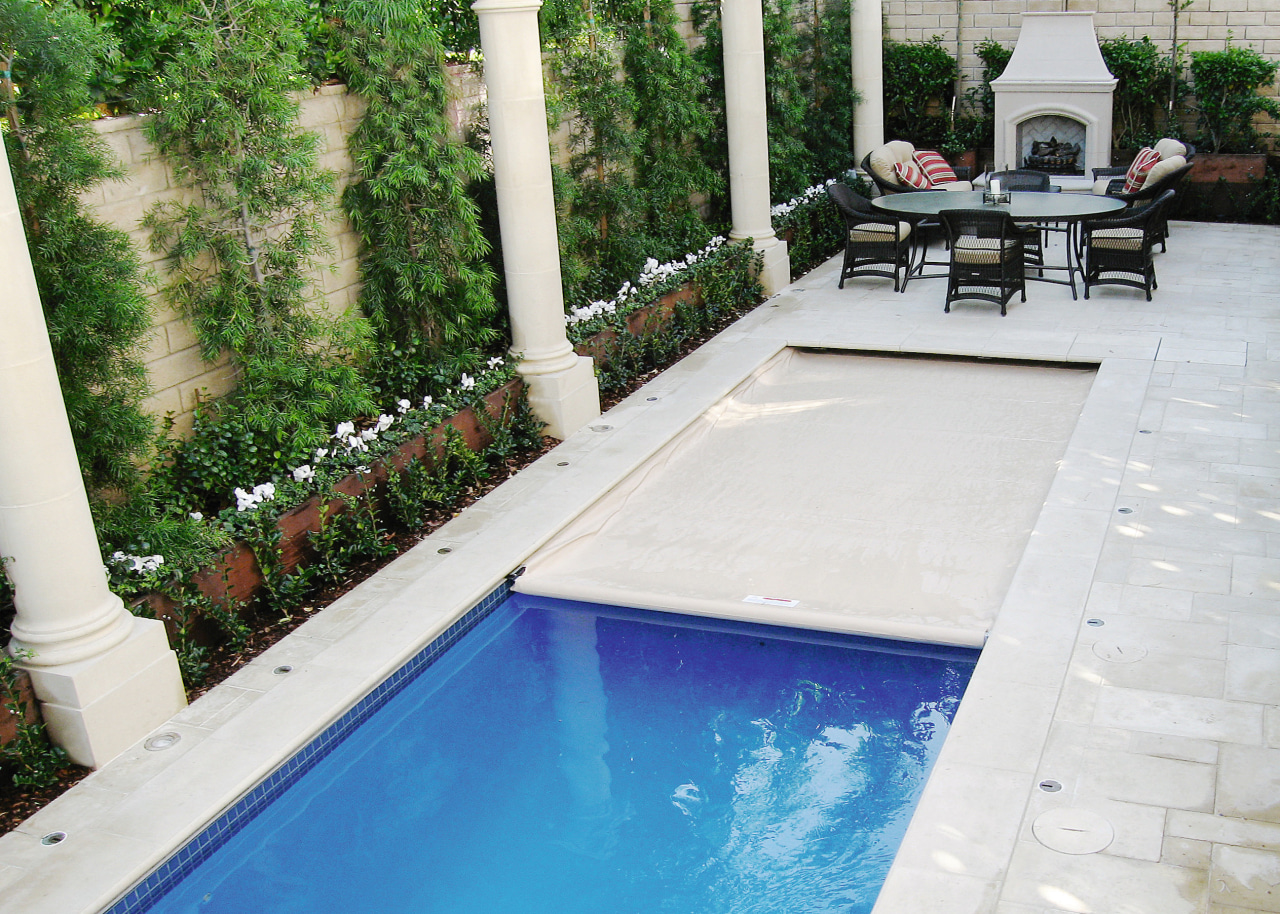 View of automatic pool covers by GB Pool backyard, estate, leisure, property, real estate, swimming pool, water, white