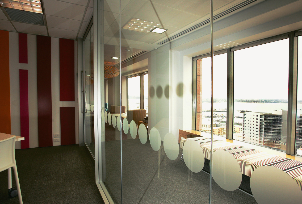 Meeting area in office with feature wall of ceiling, interior design, brown