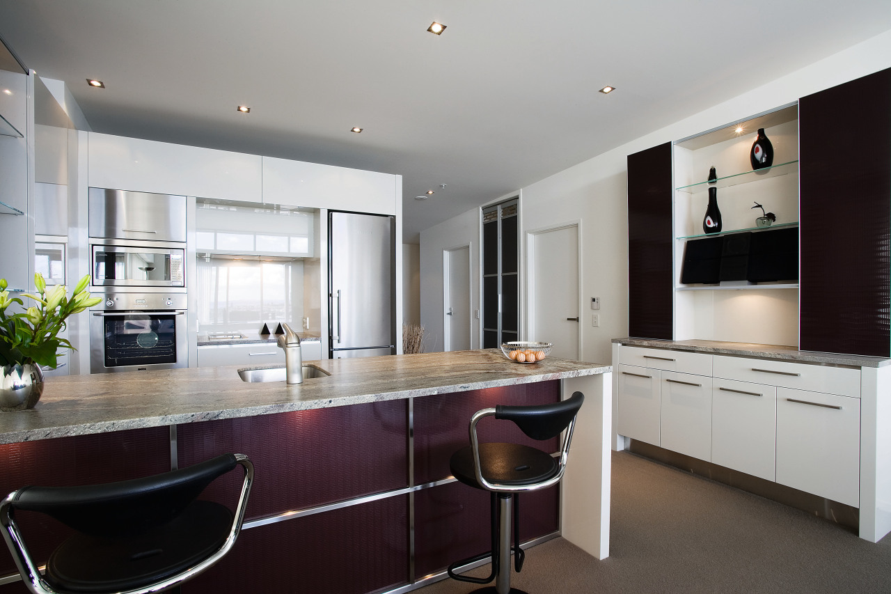 A view of a kitchen by Fyfe Kitchens cabinetry, countertop, cuisine classique, interior design, kitchen, real estate, room, gray, black
