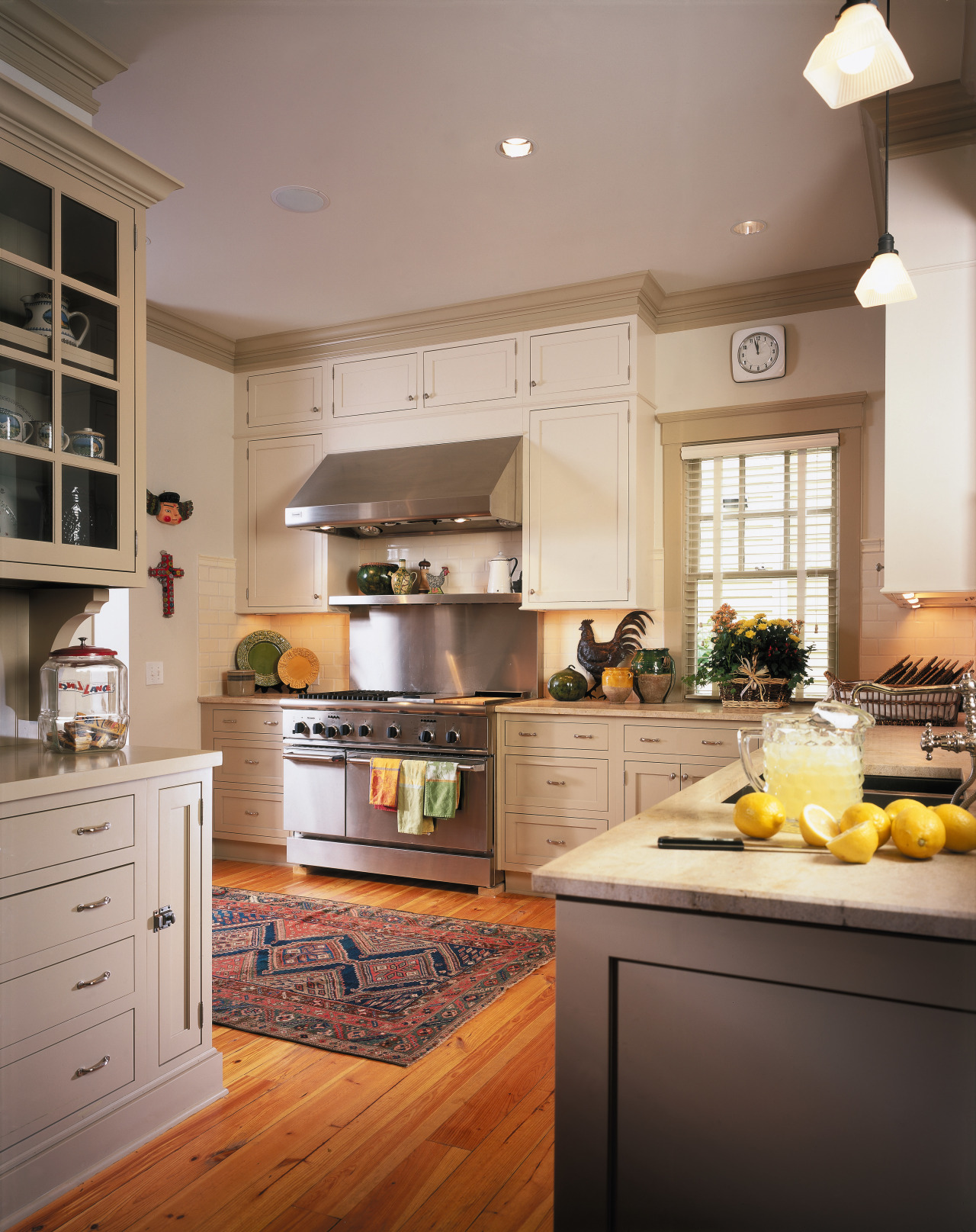 view of this colonial kitchen featuring timber lainate cabinetry, ceiling, countertop, cuisine classique, home appliance, interior design, kitchen, kitchen appliance, room, gray