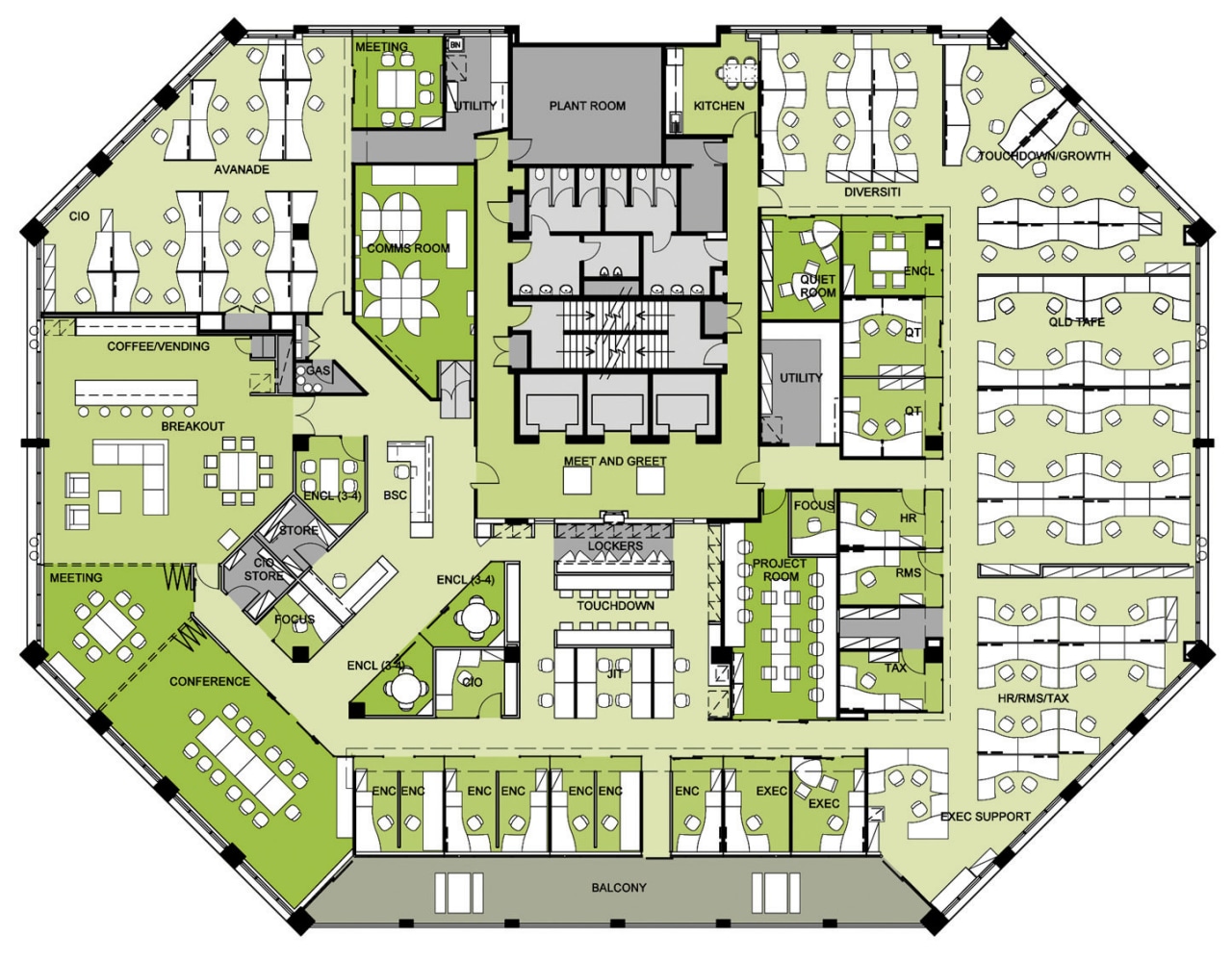 floor plan of the Accenture Australia Office area, design, elevation, floor plan, land lot, line, mixed use, neighbourhood, plan, real estate, residential area, suburb, urban design, yellow, white