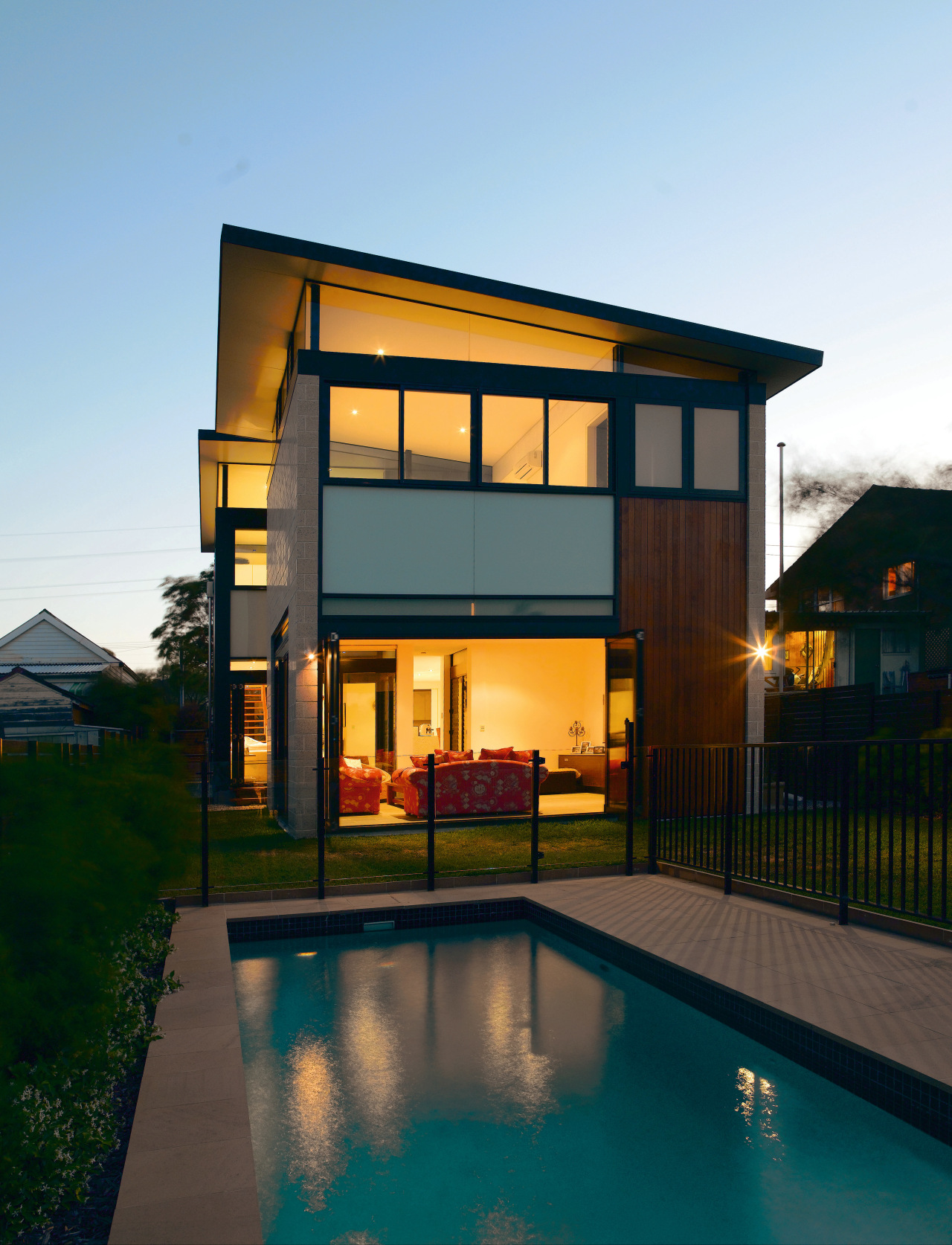 A view of some building materials from OneSteel architecture, building, elevation, estate, facade, home, house, property, real estate, residential area, window, teal