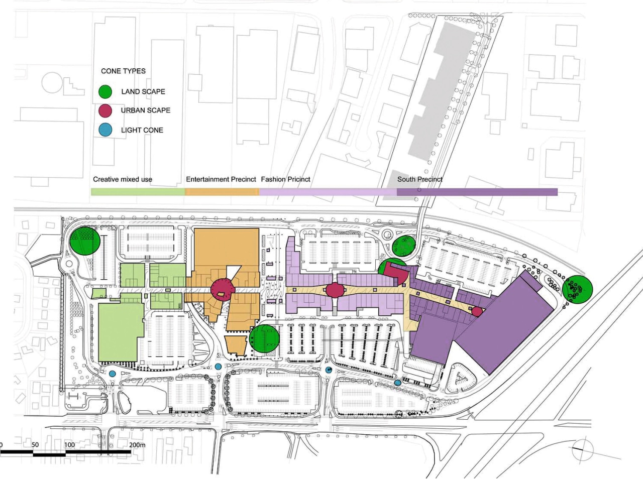 A view of the Sylvia Park shopping complex. area, diagram, floor plan, line, plan, product design, residential area, urban design, white