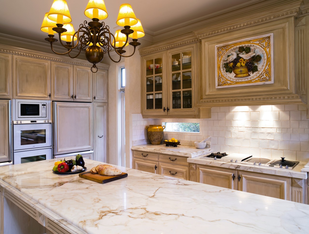 A view of the kitchen and dining areas, countertop, cuisine classique, home, interior design, kitchen, room, brown, white