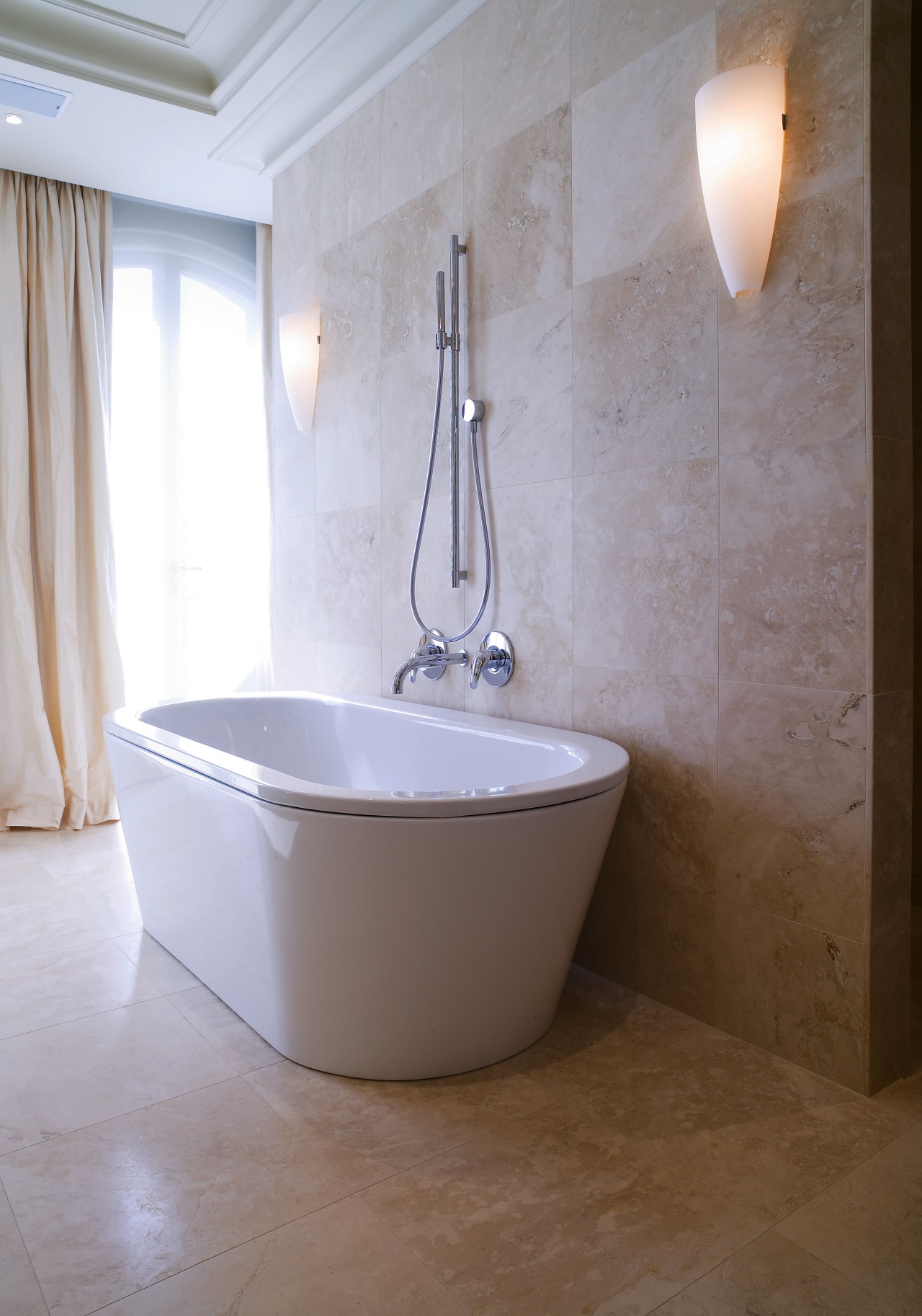 A view of some stone products from RMS bathroom, bathroom sink, bathtub, bidet, ceramic, floor, flooring, interior design, plumbing fixture, product design, room, sink, tap, tile, toilet seat, gray, brown