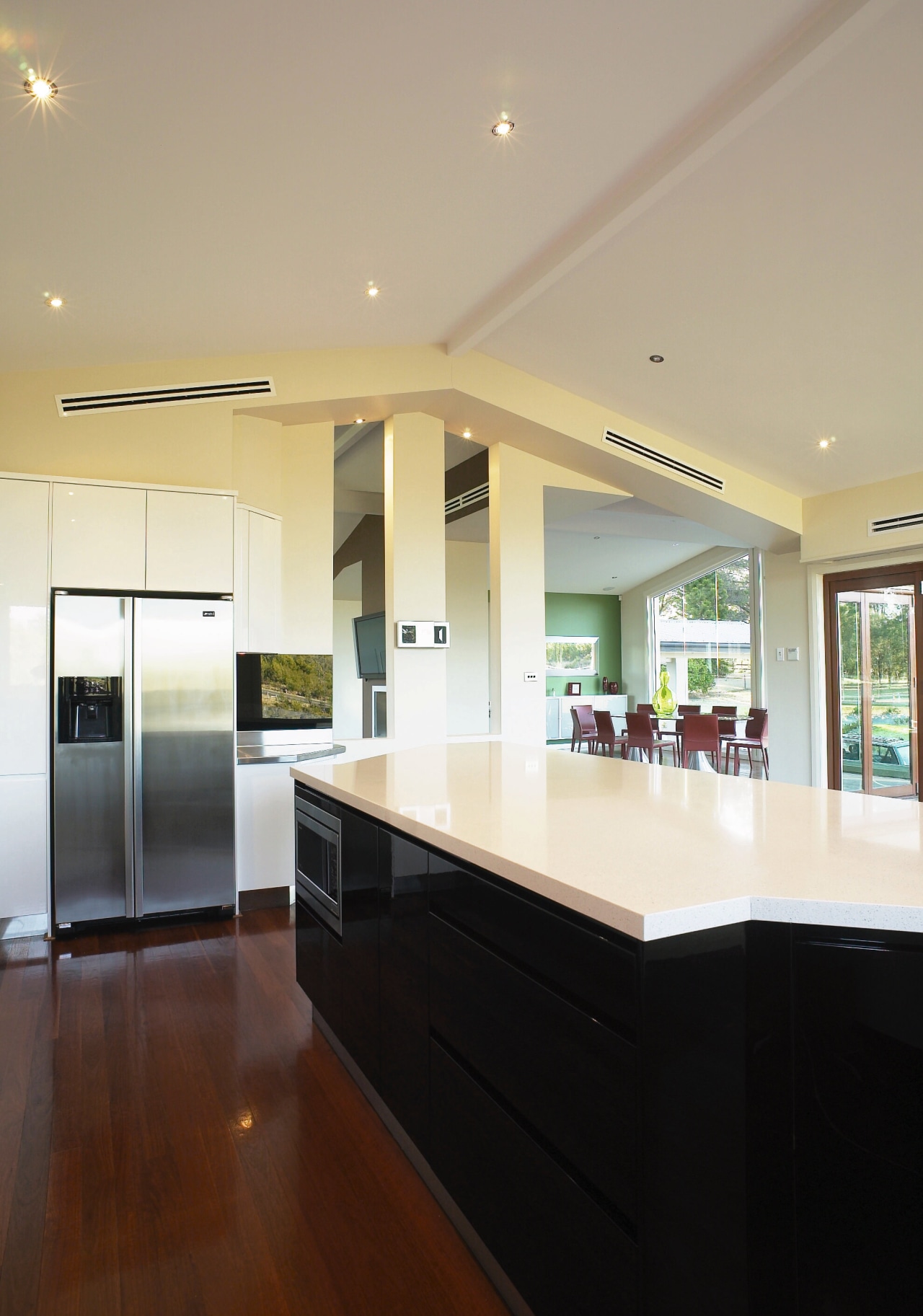 View of this Kitchen designed by Nouvelle Designer ceiling, countertop, floor, flooring, hardwood, house, interior design, kitchen, real estate, window, wood flooring, gray