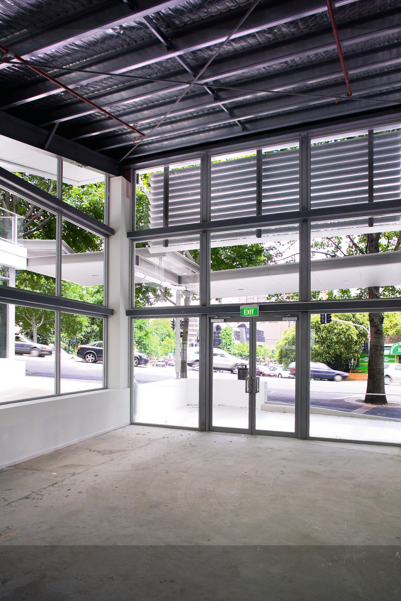 A view of some aluminium louvres by Sunblade. daylighting, structure, gray, black, white