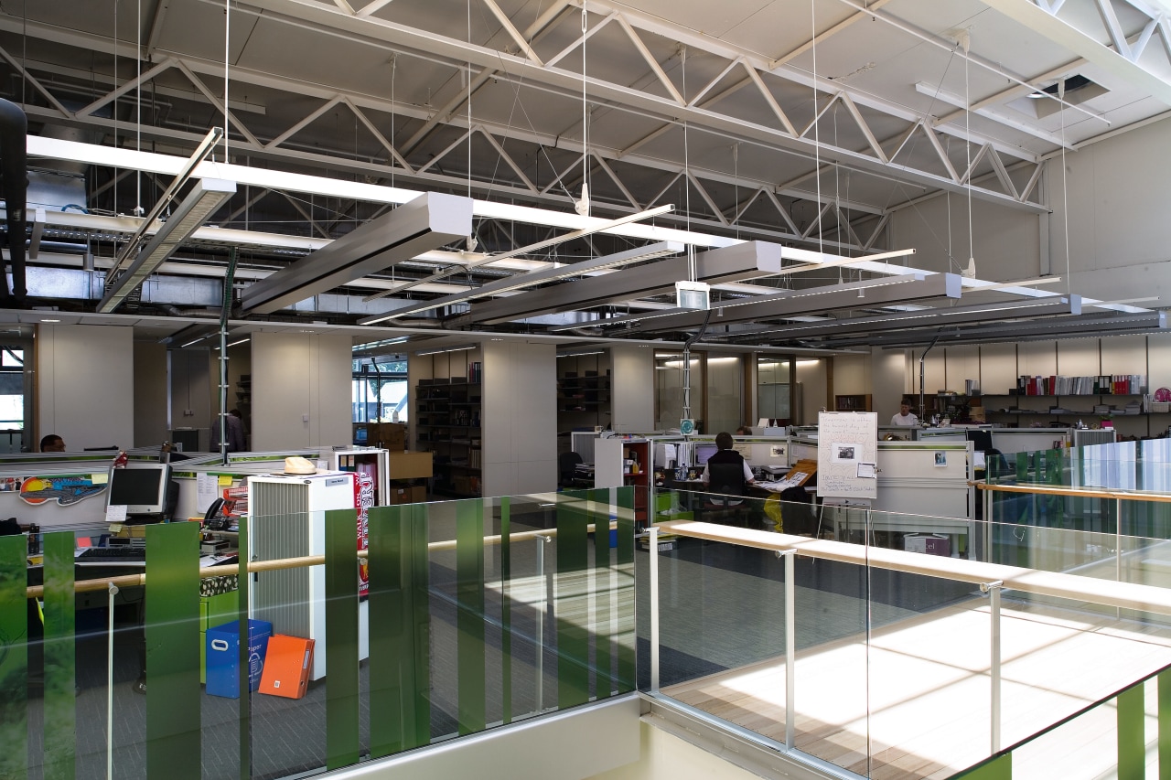 A view of the interior space of the daylighting, gray, black