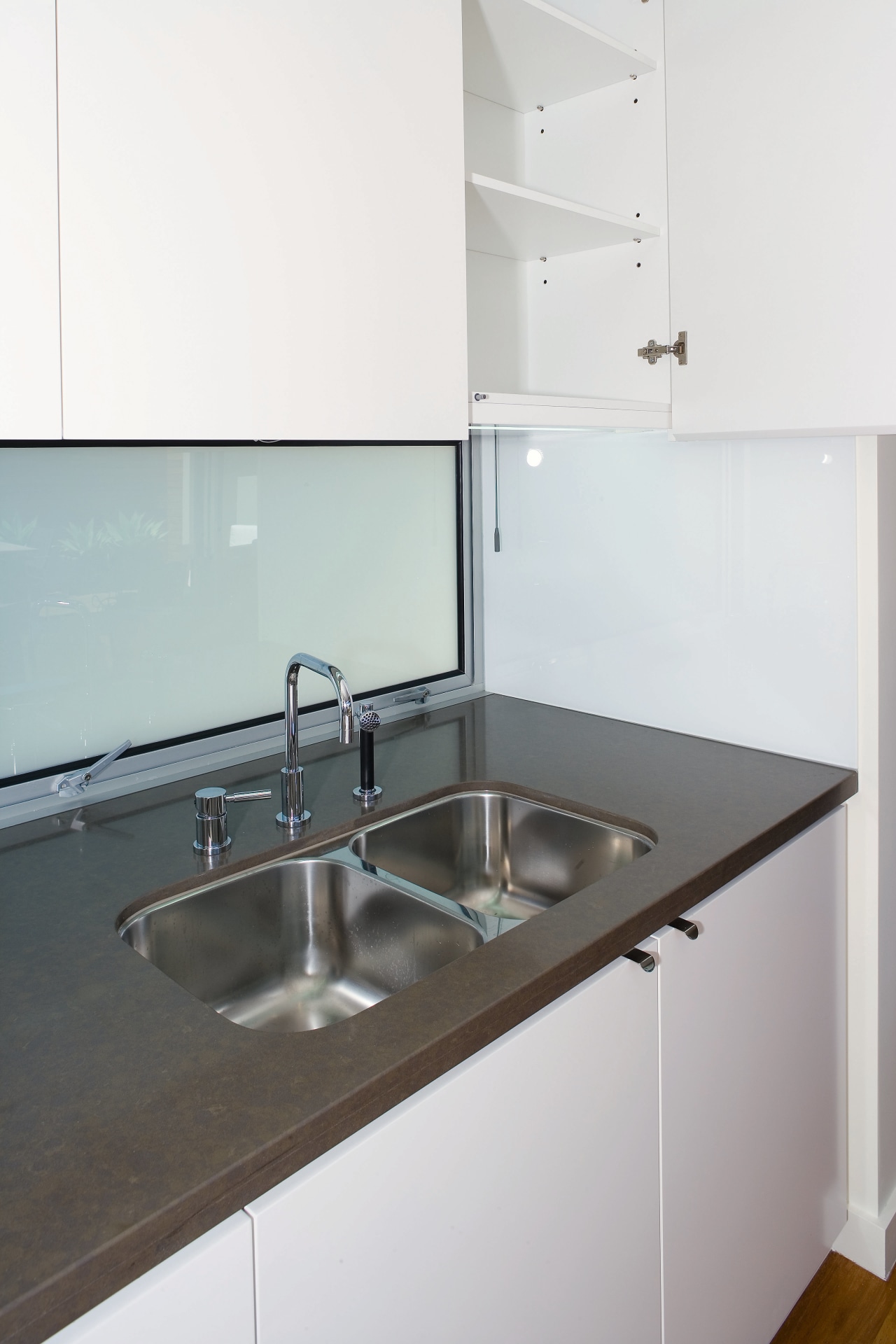 A view of some cabinetry by Trademark Kitchens. bathroom sink, countertop, kitchen, product design, sink, tap, white