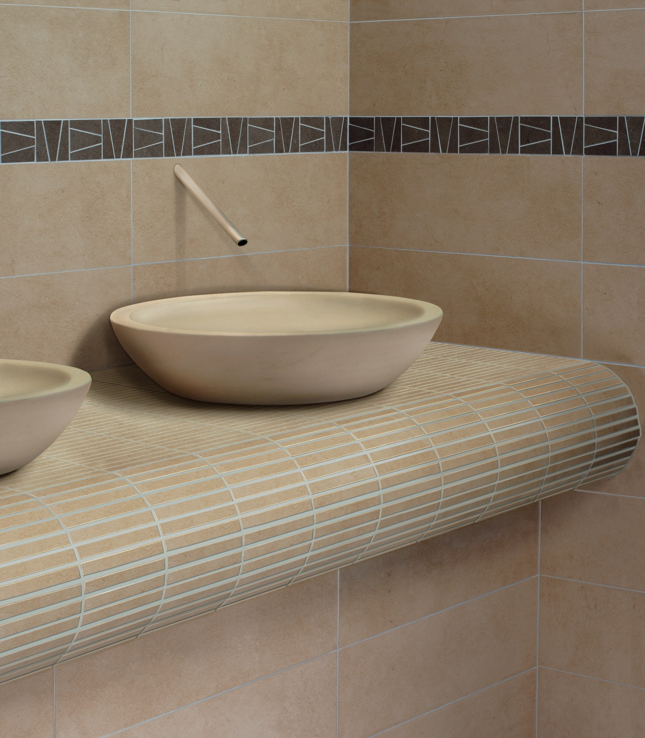 Progetto Casa porcelain tiles from Rockson Hard Surface bathroom, bathroom sink, ceramic, floor, flooring, plumbing fixture, product design, sink, tap, tile, toilet seat, wall, brown, gray