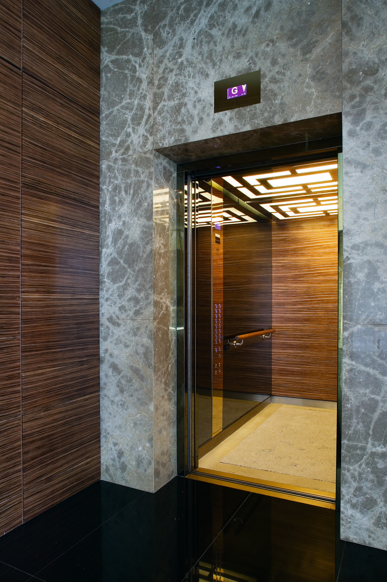 A view of the Lifts installed in the architecture, bathroom, floor, flooring, interior design, tile, gray, brown