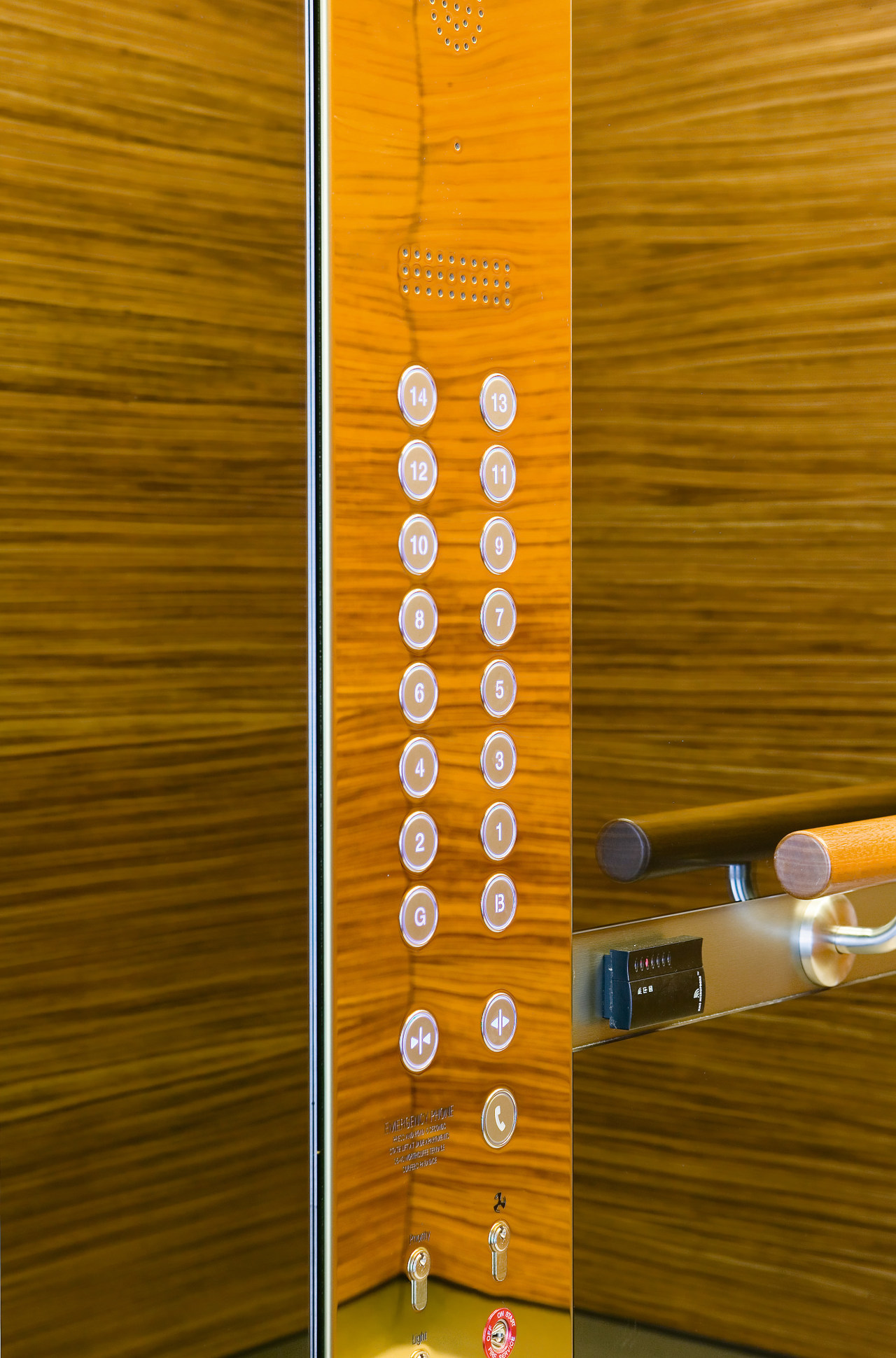 A view of the Lifts installed in the interior design, lighting, orange, wood, yellow, brown, orange