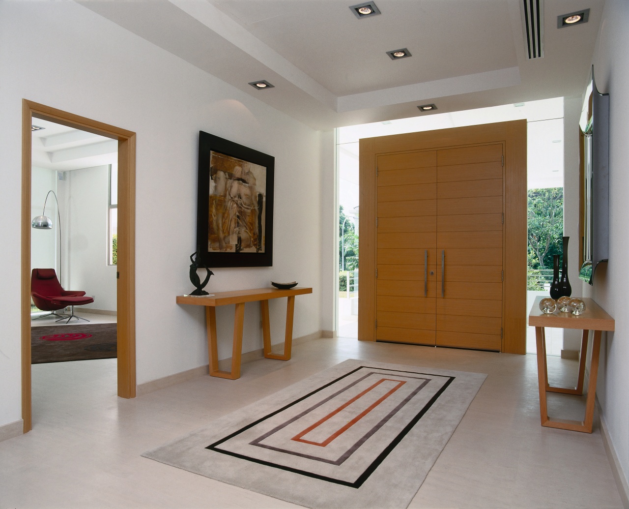 View of the Entrance. ceiling, door, floor, flooring, interior design, real estate, gray