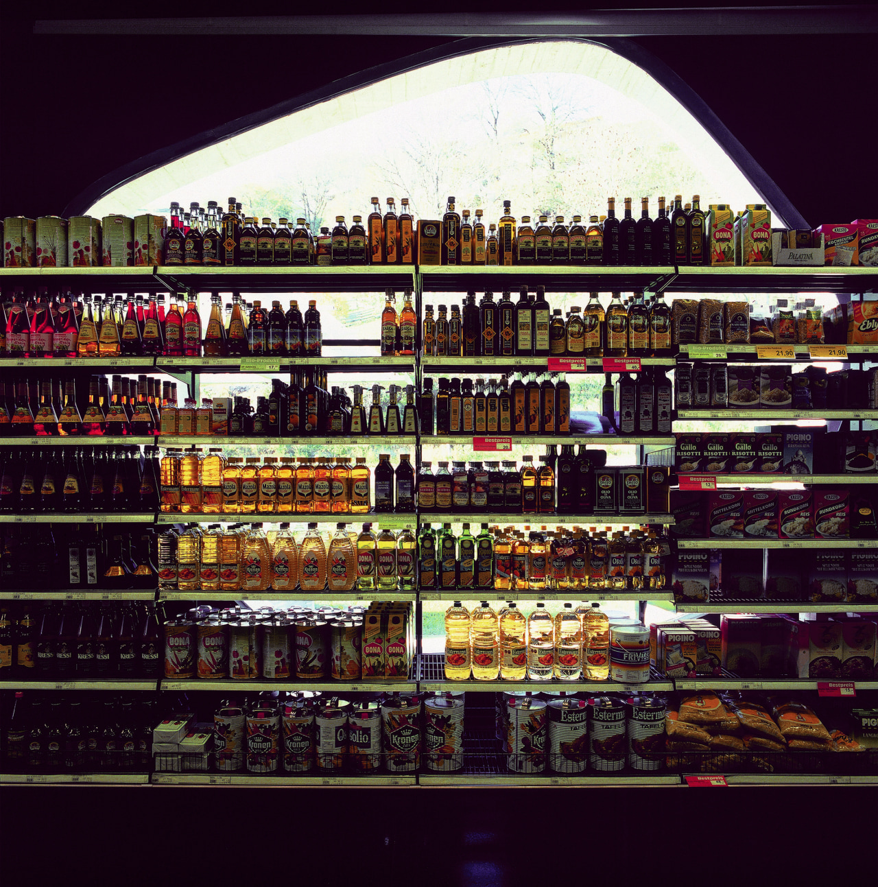 A view of the interior of this supermarket liquor store, black